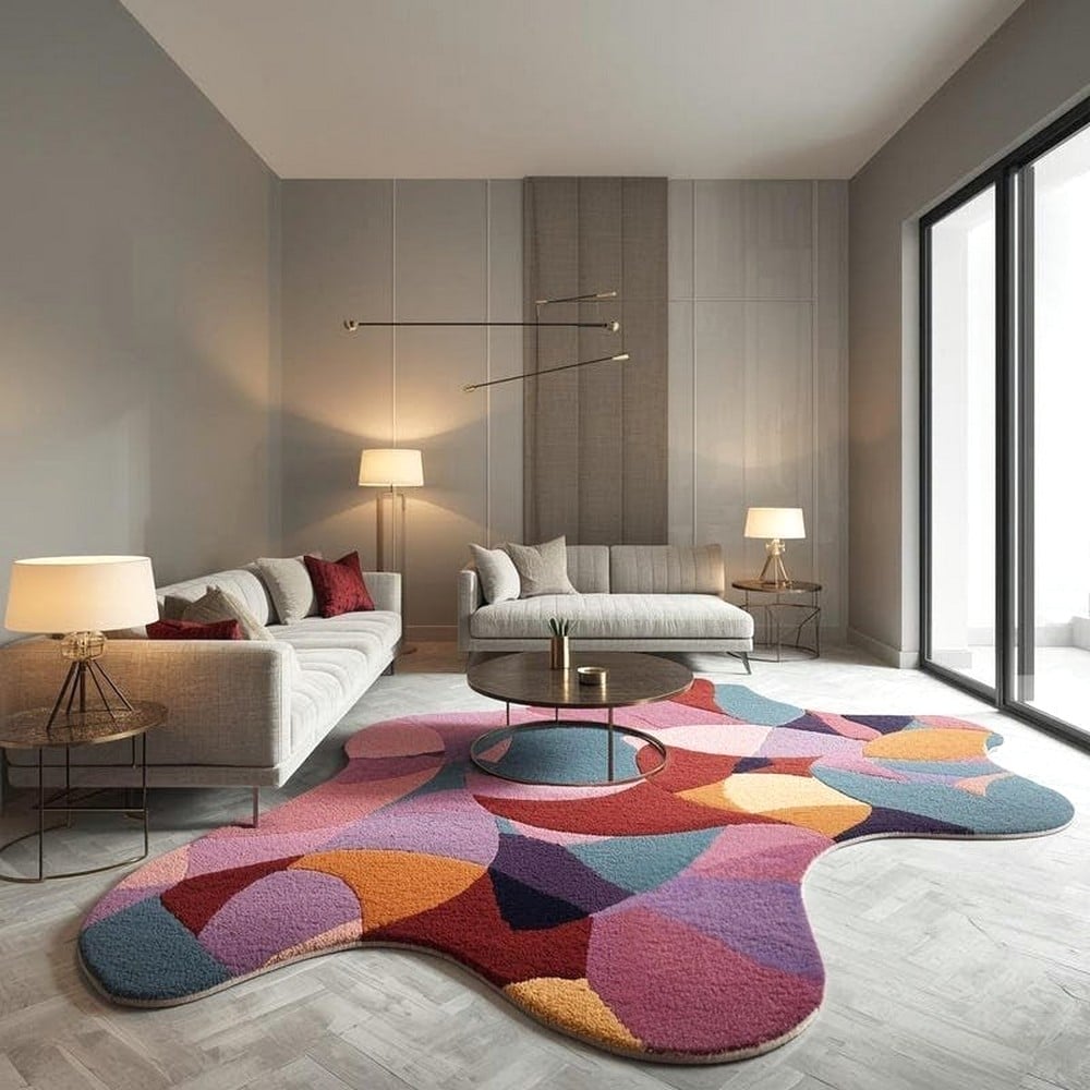 Handcrafted Abstract Patchwork Living Room Rug